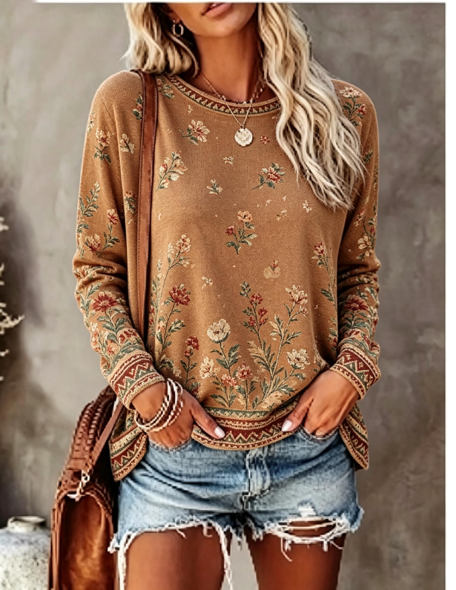 Winter Clothing For Women - Dames T-shirt met ronde hals en