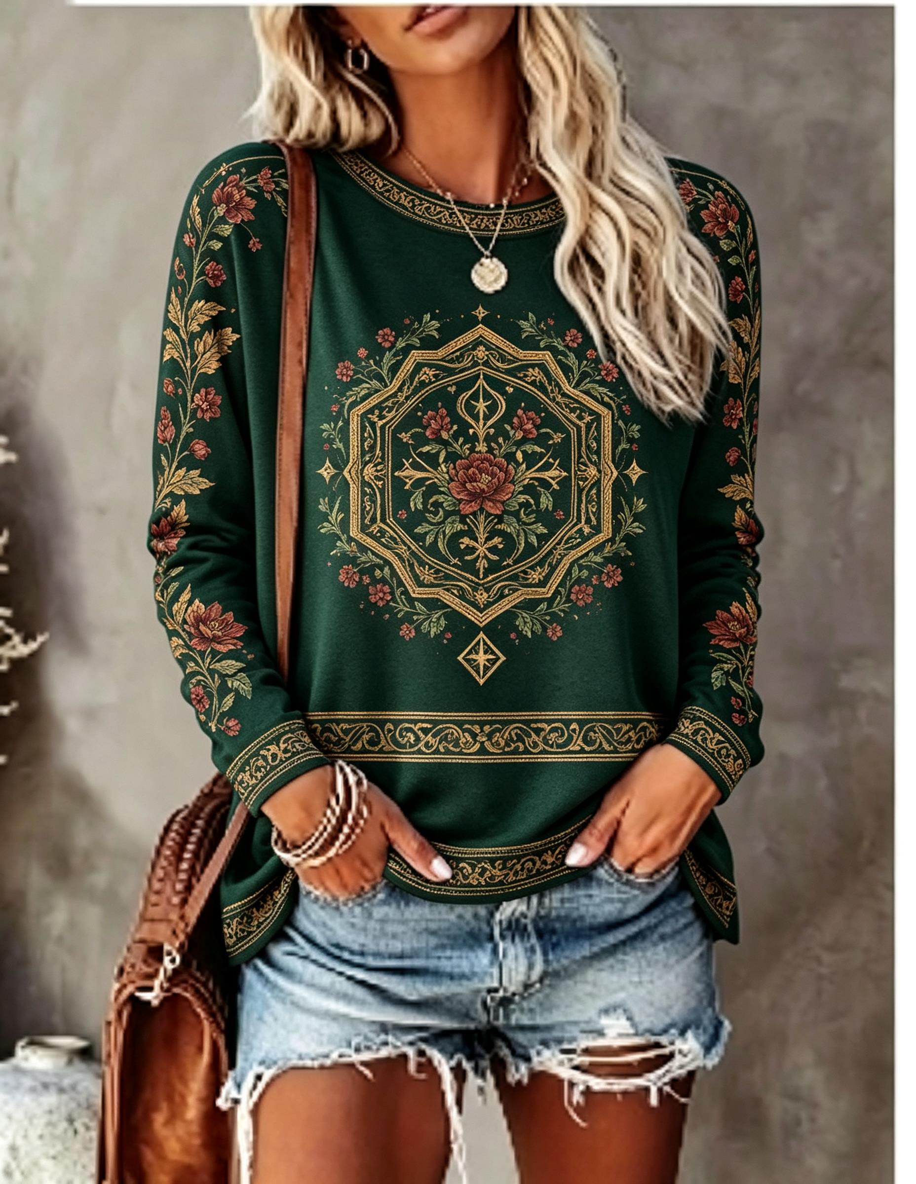 Dames T-shirt met ronde hals e - Winter Clothing For Women recensie en prijs